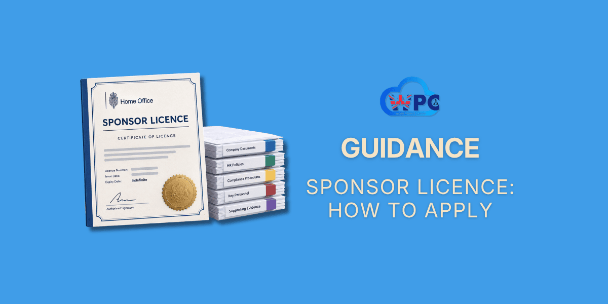 3D illustration of a licence certificate with an official seal beside a stack of documents, representing how to apply for a UK sponsor licence.