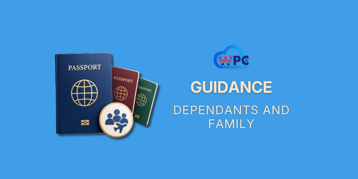 3D illustration of one large and two smaller passport books grouped together, representing dependants and family on a UK visa.